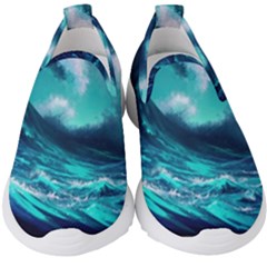 Tsunami Tidal Wave Ocean Waves Sea Nature Water Kids  Slip On Sneakers by Ravend