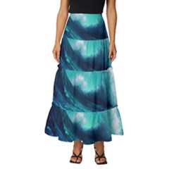 Tsunami Tidal Wave Ocean Waves Sea Nature Water Tiered Ruffle Maxi Skirt