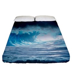 Thunderstorm Storm Tsunami Waves Ocean Sea Fitted Sheet (queen Size) by Ravend