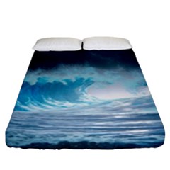 Thunderstorm Storm Tsunami Waves Ocean Sea Fitted Sheet (king Size) by Ravend