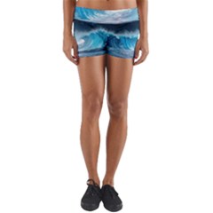 Thunderstorm Storm Tsunami Waves Ocean Sea Yoga Shorts by Ravend