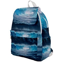 Thunderstorm Storm Tsunami Waves Ocean Sea Top Flap Backpack by Ravend