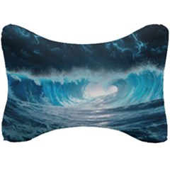 Thunderstorm Storm Tsunami Waves Ocean Sea Seat Head Rest Cushion by Ravend