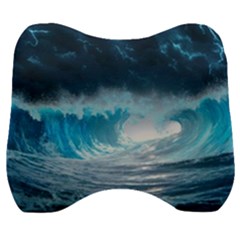 Thunderstorm Storm Tsunami Waves Ocean Sea Velour Head Support Cushion by Ravend