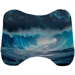 Thunderstorm Storm Tsunami Waves Ocean Sea Head Support Cushion by Ravend