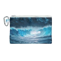 Thunderstorm Storm Tsunami Waves Ocean Sea Canvas Cosmetic Bag (medium) by Ravend