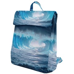 Thunderstorm Storm Tsunami Waves Ocean Sea Flap Top Backpack by Ravend