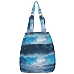 Thunderstorm Storm Tsunami Waves Ocean Sea Center Zip Backpack by Ravend