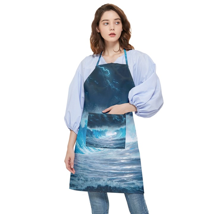 Thunderstorm Storm Tsunami Waves Ocean Sea Pocket Apron