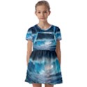 Thunderstorm Storm Tsunami Waves Ocean Sea Kids  Short Sleeve Pinafore Style Dress View1