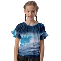 Thunderstorm Storm Tsunami Waves Ocean Sea Kids  Cut Out Flutter Sleeves by Ravend