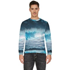 Thunderstorm Storm Tsunami Waves Ocean Sea Men s Fleece Sweatshirt by Ravend