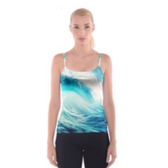 Tsunami Waves Ocean Sea Nautical Nature Water Nature Spaghetti Strap Top by Ravend