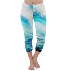 Tsunami Waves Ocean Sea Nautical Nature Water Nature Capri Winter Leggings  by Ravend