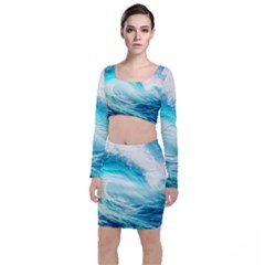 Tsunami Waves Ocean Sea Nautical Nature Water Nature Top And Skirt Sets by Ravend