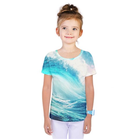 Tsunami Waves Ocean Sea Nautical Nature Water Nature Kids  One Piece Tee by Ravend