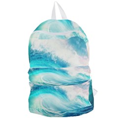 Tsunami Waves Ocean Sea Nautical Nature Water Nature Foldable Lightweight Backpack by Ravend