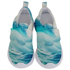 Tsunami Waves Ocean Sea Nautical Nature Water Nature Kids  Velcro No Lace Shoes by Ravend