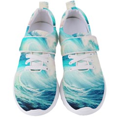 Tsunami Waves Ocean Sea Nautical Nature Water Nature Women s Velcro Strap Shoes by Ravend