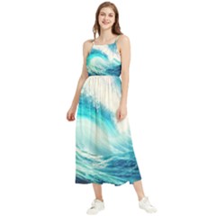 Tsunami Waves Ocean Sea Nautical Nature Water Nature Boho Sleeveless Summer Dress by Ravend