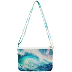 Tsunami Waves Ocean Sea Nautical Nature Water Nature Double Gusset Crossbody Bag by Ravend