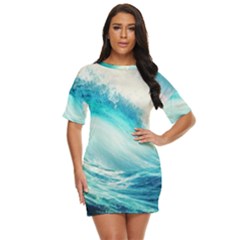 Tsunami Waves Ocean Sea Nautical Nature Water Nature Just Threw It On Dress by Ravend