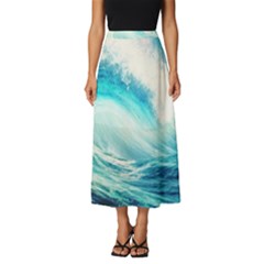 Tsunami Waves Ocean Sea Nautical Nature Water Nature Classic Midi Chiffon Skirt