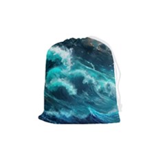 Thunderstorm Tsunami Tidal Wave Ocean Waves Sea Drawstring Pouch (medium) by Ravend