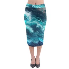 Thunderstorm Tsunami Tidal Wave Ocean Waves Sea Midi Pencil Skirt by Ravend