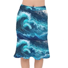 Thunderstorm Tsunami Tidal Wave Ocean Waves Sea Short Mermaid Skirt by Ravend