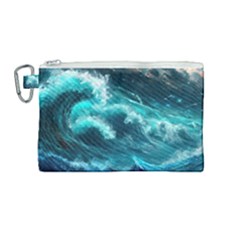 Thunderstorm Tsunami Tidal Wave Ocean Waves Sea Canvas Cosmetic Bag (medium) by Ravend