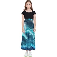 Thunderstorm Tsunami Tidal Wave Ocean Waves Sea Kids  Flared Maxi Skirt by Ravend