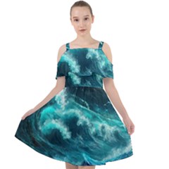 Thunderstorm Tsunami Tidal Wave Ocean Waves Sea Cut Out Shoulders Chiffon Dress by Ravend