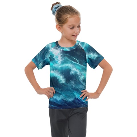 Thunderstorm Tsunami Tidal Wave Ocean Waves Sea Kids  Mesh Piece Tee by Ravend