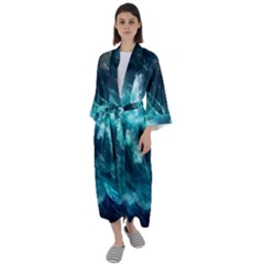 Thunderstorm Tsunami Tidal Wave Ocean Waves Sea Maxi Satin Kimono