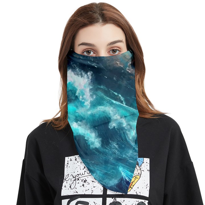 Thunderstorm Tsunami Tidal Wave Ocean Waves Sea Face Covering Bandana (Triangle)