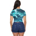 Thunderstorm Tsunami Tidal Wave Ocean Waves Sea Side Button Cropped Tee View4