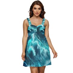 Thunderstorm Tsunami Tidal Wave Ocean Waves Sea Ruffle Strap Babydoll Chiffon Dress