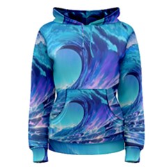 Tsunami Tidal Wave Ocean Waves Sea Nature Water Blue Women s Pullover Hoodie by Ravend