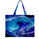 Tsunami Tidal Wave Ocean Waves Sea Nature Water Blue Zipper Mini Tote Bag View1