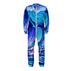 Tsunami Tidal Wave Ocean Waves Sea Nature Water Blue Onepiece Jumpsuit (kids)