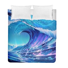 Tsunami Tidal Wave Ocean Waves Sea Nature Water Blue Duvet Cover Double Side (full/ Double Size) by Ravend