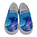 Tsunami Tidal Wave Ocean Waves Sea Nature Water Blue Women s Canvas Slip Ons View1