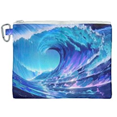 Tsunami Tidal Wave Ocean Waves Sea Nature Water Blue Canvas Cosmetic Bag (xxl) by Ravend