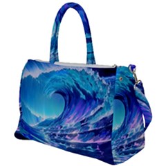 Tsunami Tidal Wave Ocean Waves Sea Nature Water Blue Duffel Travel Bag by Ravend