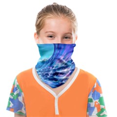 Tsunami Tidal Wave Ocean Waves Sea Nature Water Blue Face Covering Bandana (kids) by Ravend