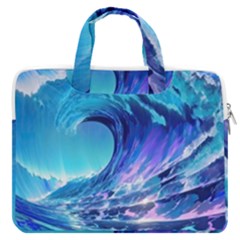 Tsunami Tidal Wave Ocean Waves Sea Nature Water Blue Macbook Pro 13  Double Pocket Laptop Bag by Ravend