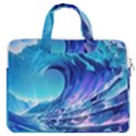 Tsunami Tidal Wave Ocean Waves Sea Nature Water Blue MacBook Pro 13  Double Pocket Laptop Bag View1