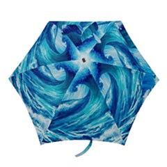 Tsunami Tidal Wave Ocean Waves Sea Nature Water Blue Painting Mini Folding Umbrellas by Ravend