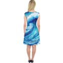 Tsunami Tidal Wave Ocean Waves Sea Nature Water Blue Painting Capsleeve Midi Dress View2